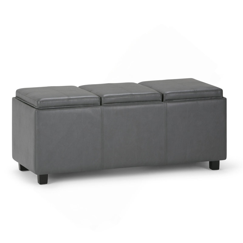 Repose-pieds avec rangement de 42 pouces de largeur, Faux Leather, Dark Grey