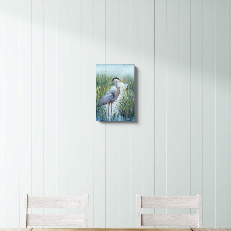 «Marsh Heron I» par Timothy O 'Toole, reproduction d'art sur toile, H 18 po x l 12 po, Toile tendue, Sans cadre