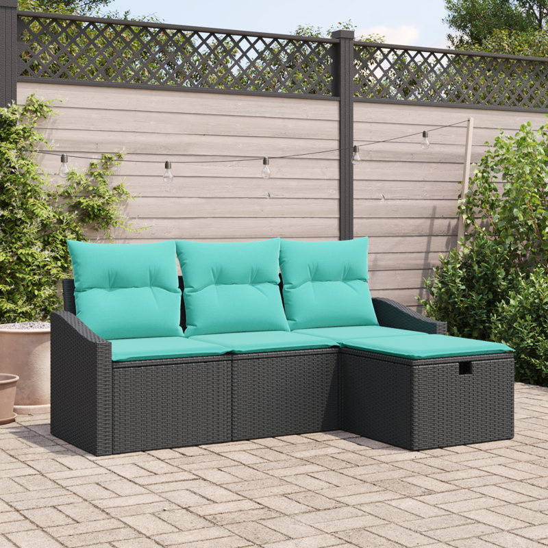 Ensemble de canapé avec coussin et rangement 4 pièces vidaXL, Noir, 4 pièces: 2 sièges d'angle, siège du milieu, re