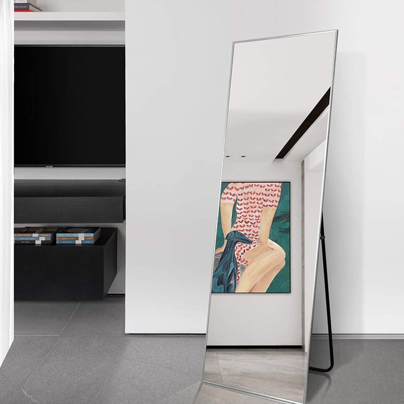 Miroir de plancher pleine longueur FL, Argent, 58 po x 18 po