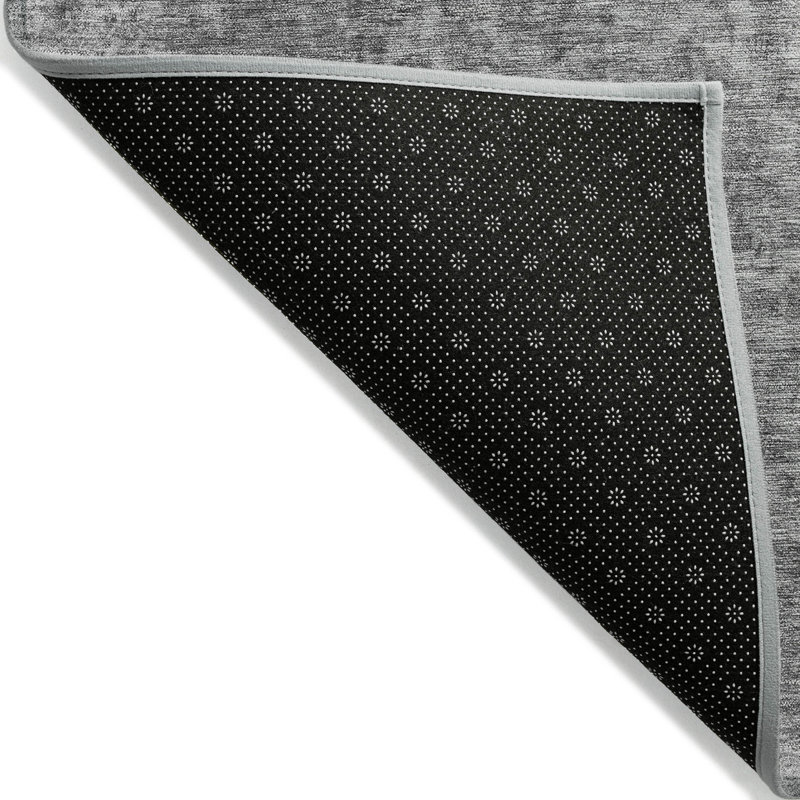 3' X 5' Gray Abstract Washable Indoor Outdoor Area Rug