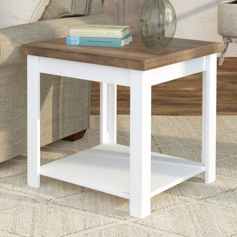 Table d'appoint 24 po sans assemblage, jasmin blanchi, peuplier, placages, aulne noueux, décor décoratif nautique pour le bureau requis et couloir de table