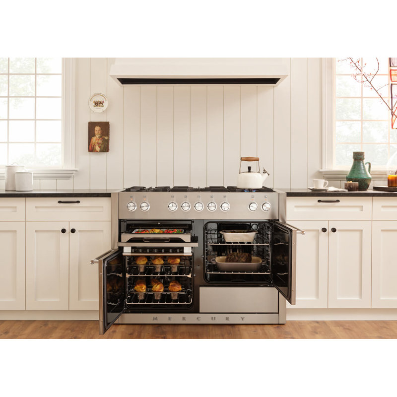 Mercury 48" 6 Cubic Feet Dual Fuel Freestanding Convection Range, Cornwall Green, Dual Fuel