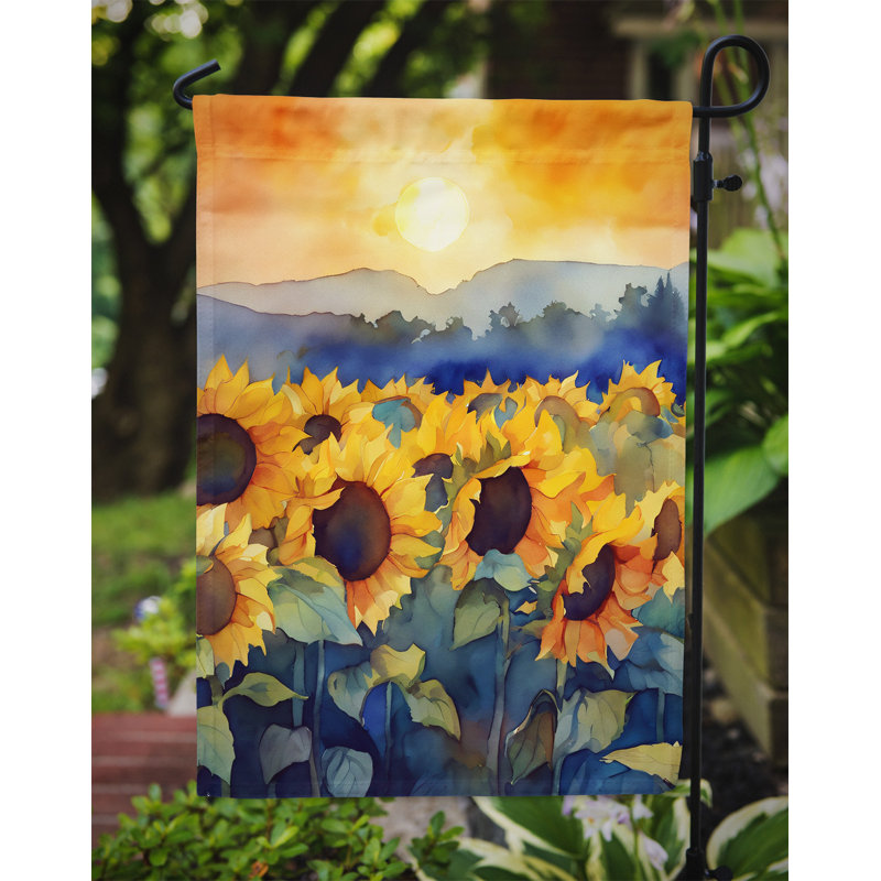 Tournesols dans un drapeau de jardin aquarelle
