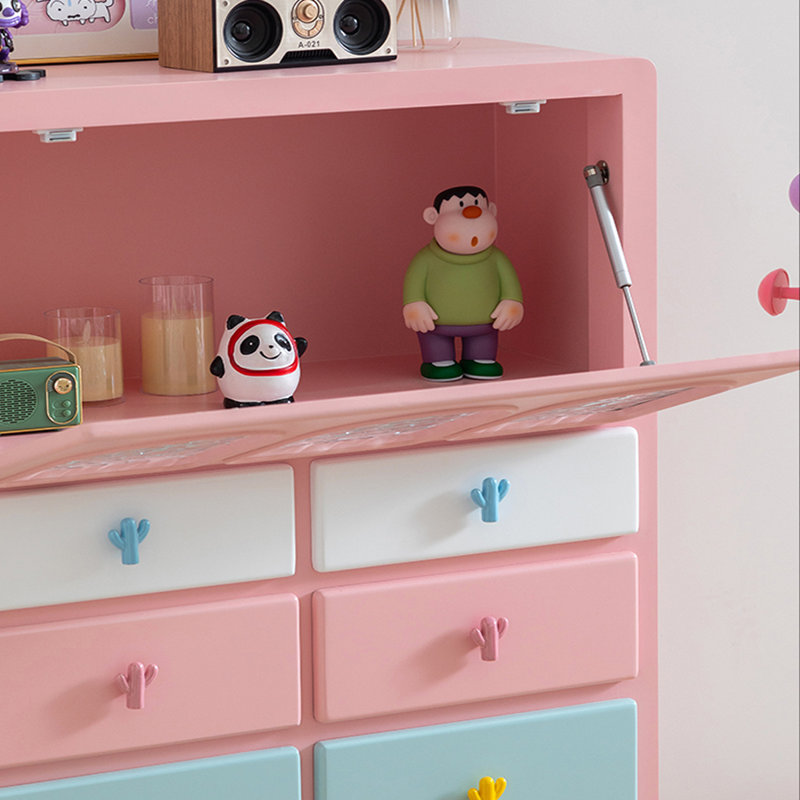 Armoire spacieuse avec portes en verre, Rose