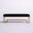 Pangea Home Declan Laurence Modern Upholstered 54" Bench with Gold or Silver Metal Steel legs – Elegant Accent Seating for Bedroom, Entryway, Kitchen, Office, Waiting Rooms, or Living Room - Black Bench with Brass Legs-1231584573-1225459528