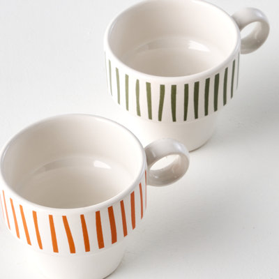Stripe Ceramic Espresso Cup (Set Of 2)