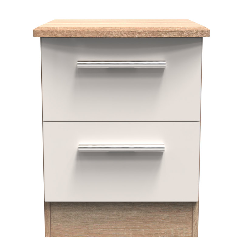 Borgeson 40cm W Manufactured Wood Bedside Table, Kashmir Gloss/Bardolino Oak
