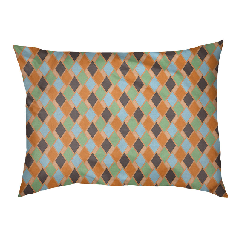 Coussin de diamants rétro Byrge, Grand (l 42,5 po x P 32,5 po x H 14 po), Kaki / bleu clair foncé