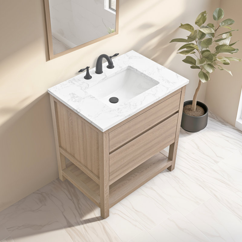 Wesli 30" Single Bathroom Vanity With Engineered Stone Top