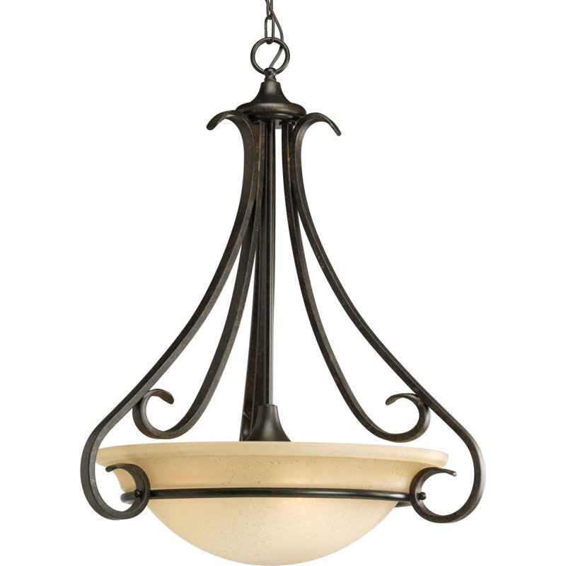 Luminaire suspendu bol 3 lumières unique Lilly, Bronze / Crème