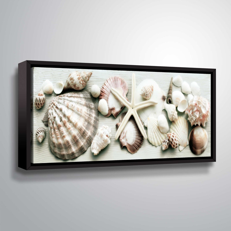 « mixed coquillages », reproduction sur toile, Cadre noir, H 18 po x l 36 po x P 2 po