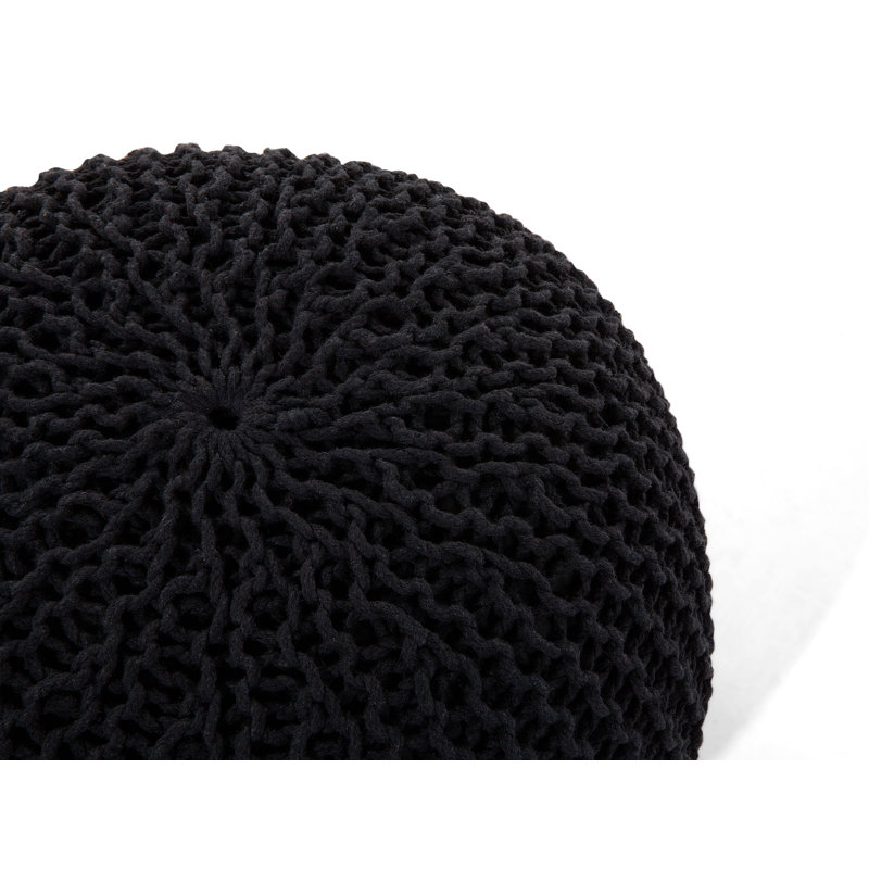 Bentall 40cm Wide Round Pouf Ottoman, Black