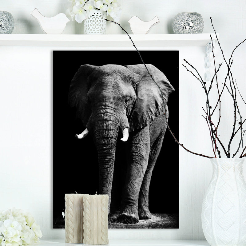 «African Elephant in Black Artwork», reproduction d'impression, H 20 po x l 12 po x P 1po
