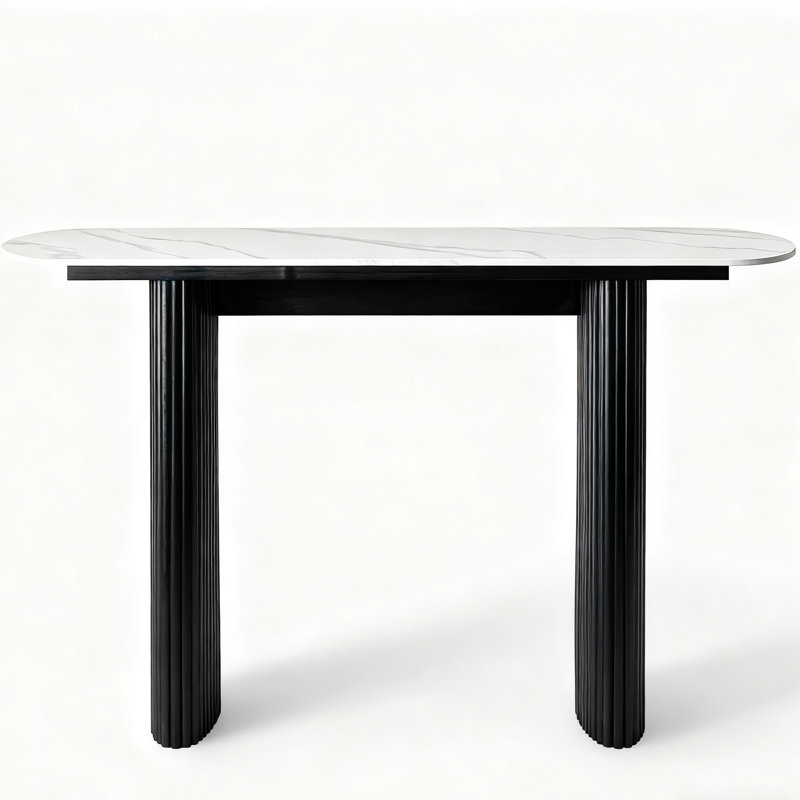 119.38cm Marble Top Console Table, White, Brown