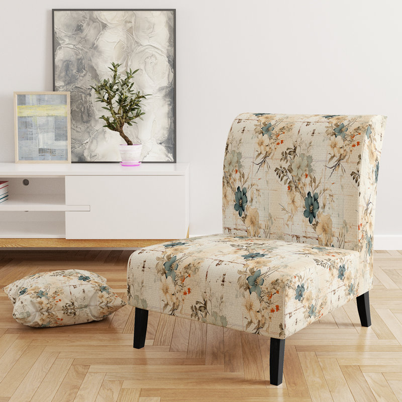 Chaise d'appoint Garden Farmhouse Floral, Harmonie florale de maison de campagne rétro beig