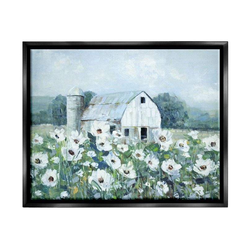 «Country Anemone Flower Meadow» par Sally Swatland - peinture sur toile, H 25 po x l 31 po x P 1,7 po