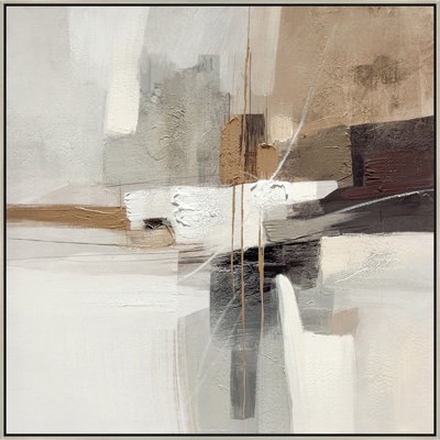 Art mural encadré Earthy Abstraction I - 30 po x 30 po - cadre champagne