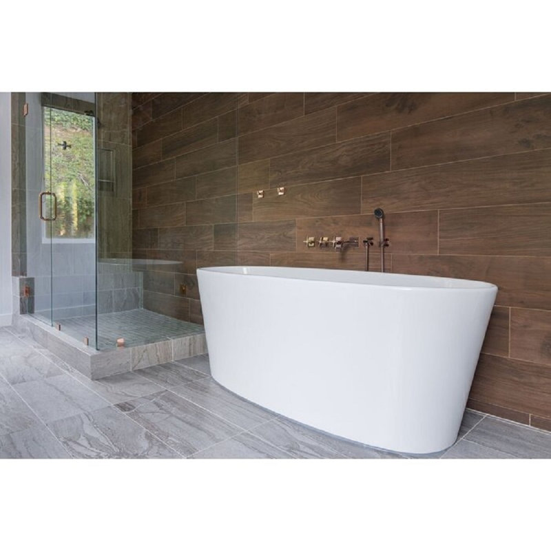Baignoire autoportante 62 "x 28" Metro, Blanc lustré, Laiton poli