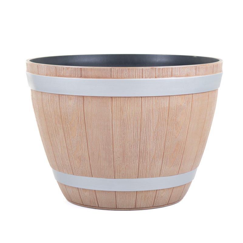 Peringer Handmade Barrel Planter, 11.02cm H x 14.96cm W x 14.96cm D, Natural