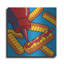 «Fries with Ketchup On Blue» par Ron Magnes, art mural en métal, 24 po x 24 po