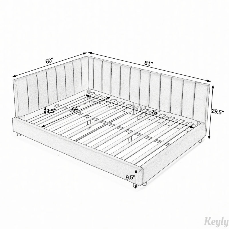 Structure de lit rembourrée et capitonnée pour la chambre à coucher, Beige