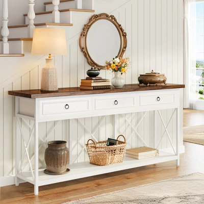 Console à 3 tiroirs, canapé 70,86 "avec tablette de rangement
