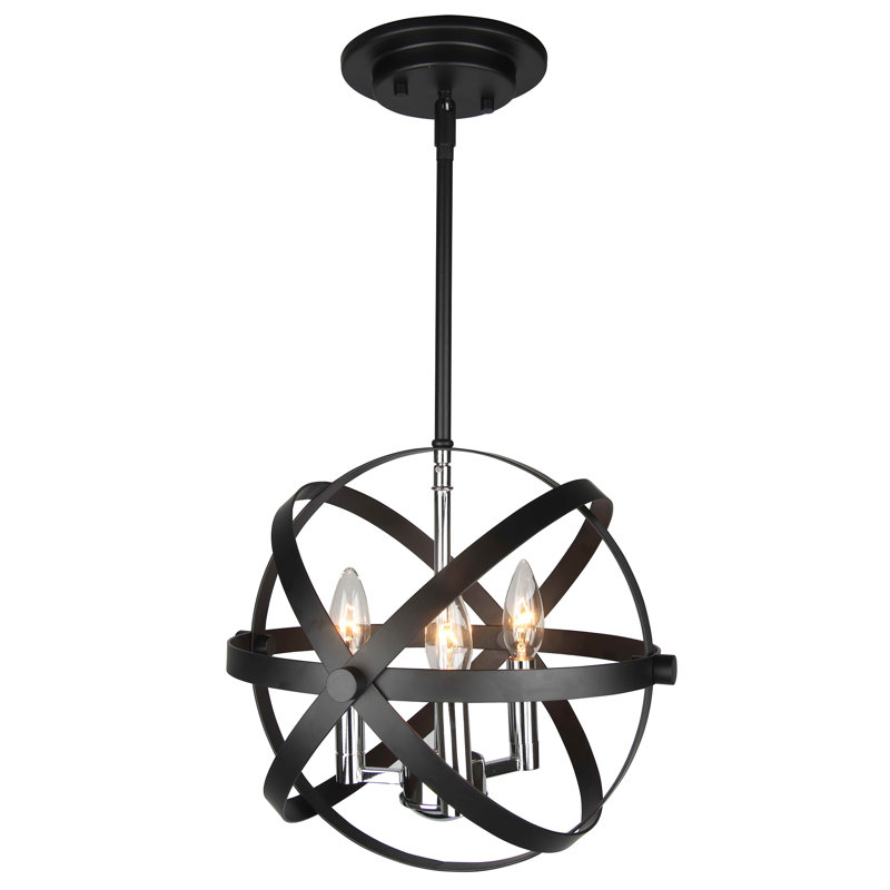Luminaire suspendu 3 lumières au fini noir