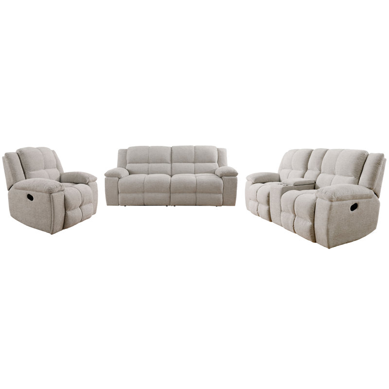 Ensemble de canapé inclinable manuel Kendall, 3 Pieces: Chair, Loveseat, Sofa, Opal Taupe