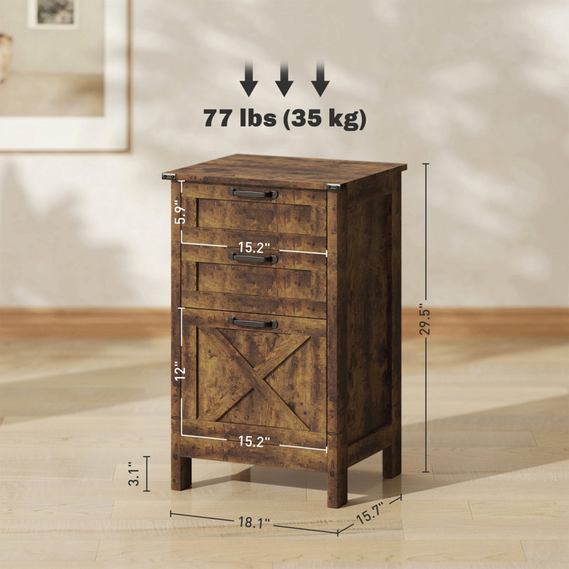 Armoire de rangement de bureau, classeur vertical à 3 tiroirs, pour la maison et le bureau, Brun