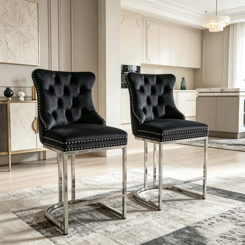 Ensemble de tabourets de bar 25 po, Black