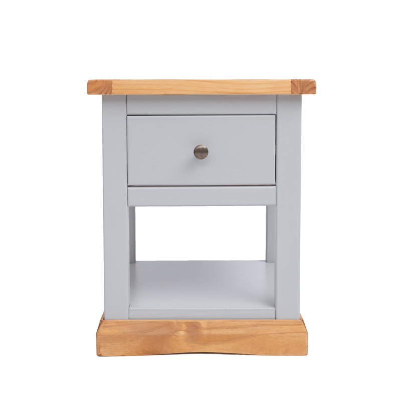 Schumacher 45cm W Plywood / Laminate Board Bedside Table, Light Brown/Dark Grey-Brown/Antique Brass