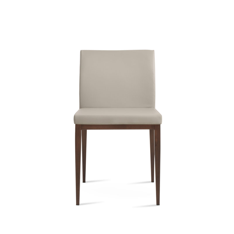 Chaise d'appoint Aria, Cuirette gris pâle, Noyer