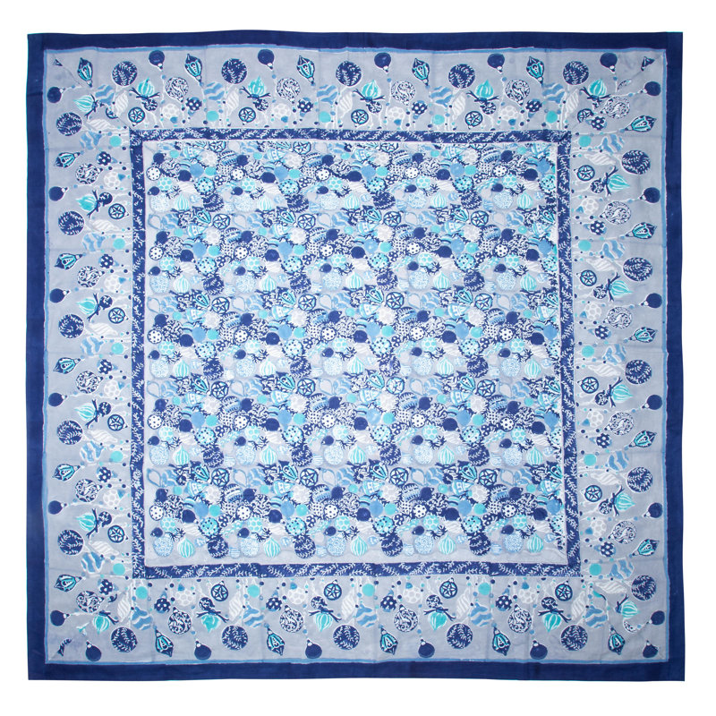 Leston Tablecloth, Blue/Light Blue, 90" x 90" Round