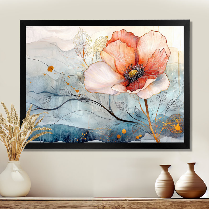 Magnifique rêverie de fleur d'anémone - coquelicots, salon d'art mural, H 12 po x l 20 po, Noir