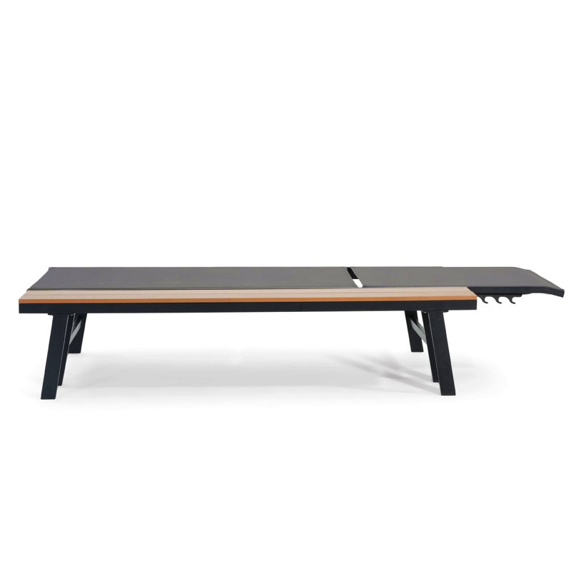 Chaise longue avec table d'appoint en bois, 1 pièce, 1