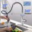 Robinet de cuisine à ressort en acier inoxydable avec pulvérisateur rétractable à 3 modes, poignée simple / plaque de pont pour 1/3 trous, rotation à 360 °, sans plomb