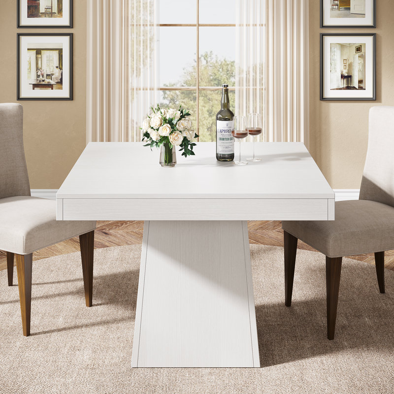 31.5 Inch Square Dining Table, Kitchen Table Small Dinner Table Farmhouse Dining Room Table, White