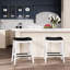 Tabouret de comptoir 24 po blanc avec revêtement en cuir noir et siège élégant-1446746594-1446746599