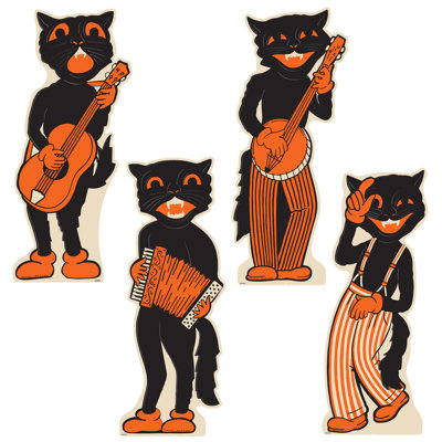 Vintage Halloween Scat Cat Band Cardboard Stand-Ups, 3’4”–3’6”, Pack of 4