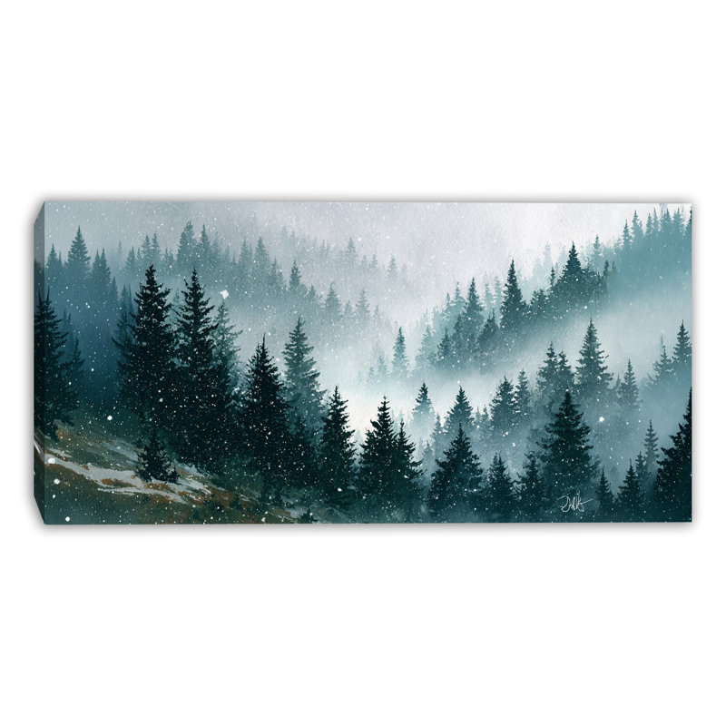 Art mural sur toile Misty Winter Forest, 20 po x 40 po