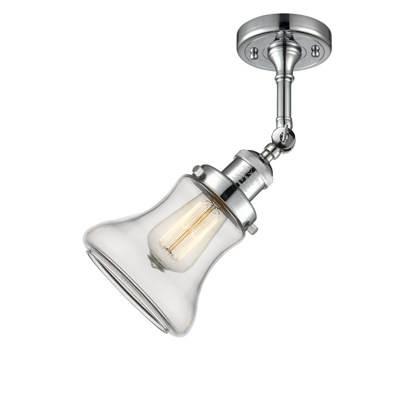 Edda Glass Semi Flush Mount, Clear, 6 Watt Vinage LED Bulb, Polished Chrome