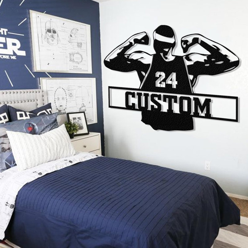 Décoration murale de sportif, panneau de nom personnalisé en métal, décoration murale personnalisable, Oui