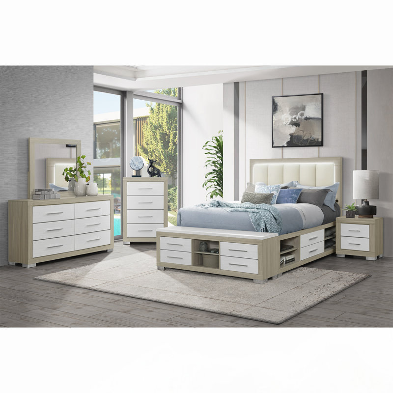 Tables de chevet, Naturel / Blanc