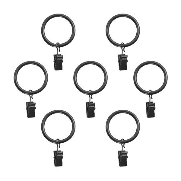 42 Pack Curtain Rod Clip Rings,1 Interior Diameter(Compatible with Up to 5/8 Curtain Rod),Metal Drapery Ring with Clips,Strong Decorative Drapery