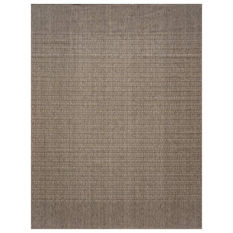 Tapis intérieur / extérieur rayé Tulum, Rectangle 6 pi x 9 pi, Brun