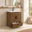 Meuble-lavabo de 76 cm avec lavabo en céramique et rangement dissimulé (sans robinetterie) - Brun-1869364595-1869375472