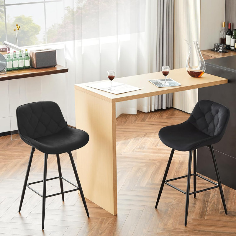 Agna Upholstered Counter Stool with Metal Frame, Black, 4