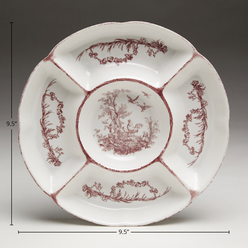 Crawford Cottage Design Divided Serving Dish, Red/White