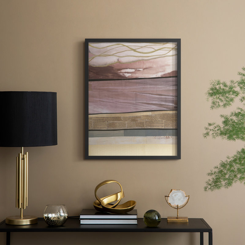Waves of Collage I Framed Print - Solid Wood, 15" H x 12" W, Black Framed